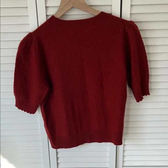 Frame Denim Red Puff Sleeve Sweater Sz S - Picture 3 of 6
